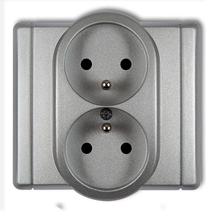 Attēls no Karlik Gniazdo podwójne Flexi z/u srebrny metalik (7FGP-2z)