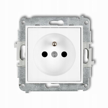 Attēls no Karlik Mechanizm pojedynczego gniazda z uziemieniem, przesony torów prdowych, matowy biay 25IGP-1zp