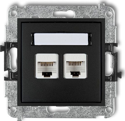 Attēls no Karlik MINI Gniazda komputerowe podwójne 2xRJ45, kat. 5e, 8-stykowy czarny mat 12MGK-2