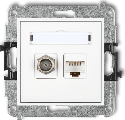 Attēls no Karlik MINI Gniazdo antenowe typu F (SAT) + gniazda komputerowe 1xRJ45, kat. 5e, biay MGFK