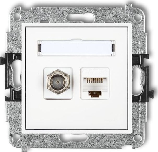 Picture of Karlik MINI Gniazdo antenowe typu F (SAT) + gniazda komputerowe 1xRJ45, kat. 5e, biay MGFK