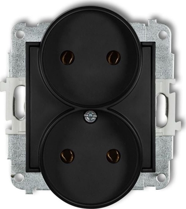 Attēls no Karlik MINI Gniazdo podwójne b/u czarny mat 12MGPR-2