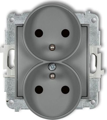 Attēls no Karlik MINI Gniazdo podwójne z/u z przesonami szary mat 27MGPR-2zp