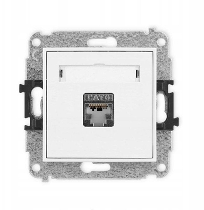 Attēls no Karlik MINI Mechanizm gniazda komputerowego pojedynczego 1xRJ45, kat. 5e, 8-stykowy biay mat 25MGK-1e
