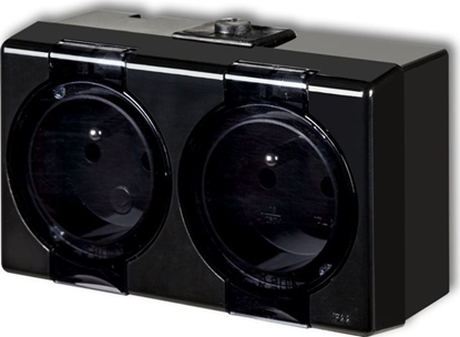 Attēls no Karlik SENIOR Gniazdo podwójne z uziemieniem 2x(2P+Z) (klapka dymna) czarny 12GHS-2nd