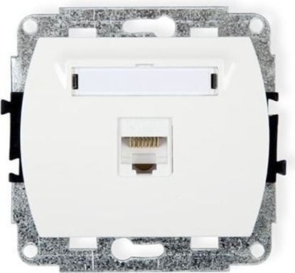 Attēls no Karlik TREND gniazdko podtynkowe komputerowe pojedyncze 1xRJ45, kat. 5e, 8-stykowe biae (GK-1)