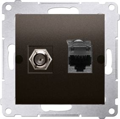 Attēls no Kontakt-Simon Gniazdo antenowe i komputerowe Simon 54 typu F i RJ45 kat. 6 brz mat (DASFRJ45.01/46)