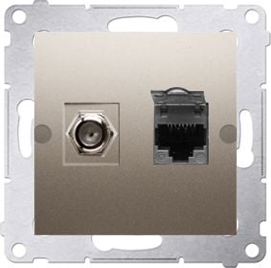 Изображение Kontakt-Simon Gniazdo antenowe i komputerowe Simon 54 typu F i RJ45 kat. 6 zoty mat (DASFRJ45.01/44)