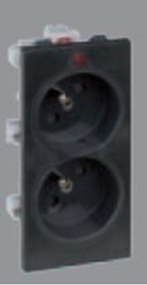 Attēls no Kontakt-Simon Gniazdo CIMA podwójne z/u 16A IP20 szary grafit - S2/14