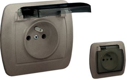 Attēls no Kontakt-Simon Gniazdo hermetyczne Akord pojedyncze z/u 16A IP44 z klapk dymn aluminium metalizowane (AGZ1Be/26a)