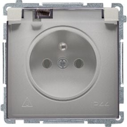 Attēls no Kontakt-Simon Gniazdo hermetyczne Basic pojedyncze z/u 16A IP44 z klapka dymn satynowe (BMGZ1B.01/29a)