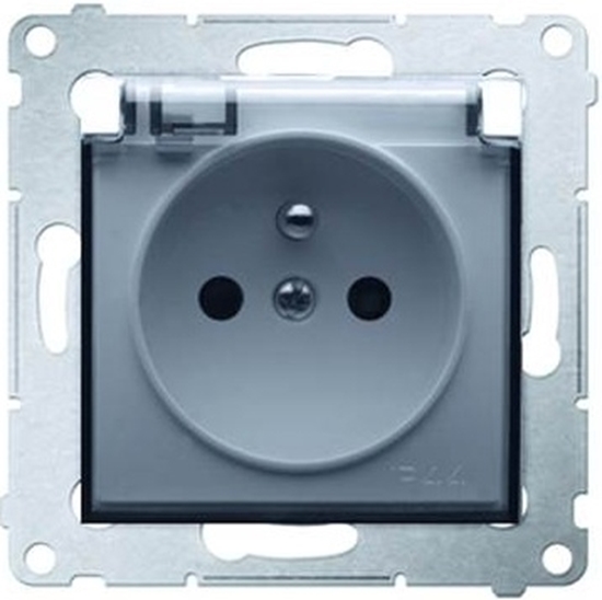 Picture of Kontakt-Simon Gniazdo hermetyczne pojedycze SIMON54 z/u 16A IP44 srebrny mat - DGZ1BUZ.01/43A