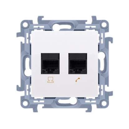Attēls no Kontakt-Simon Gniazdo komputerowe RJ45 kategoria 6 + telefoniczne RJ12 biay (C6T.01/11)