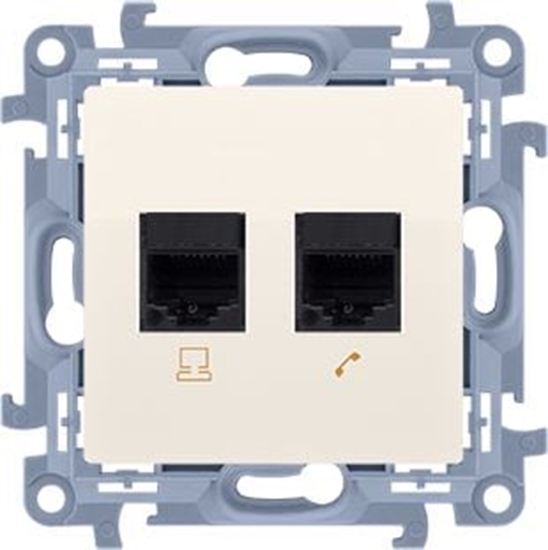Изображение Kontakt-Simon Gniazdo komputerowe Simon 10 podwójne RJ45 kat. 5e kremowy (C52.01/41)