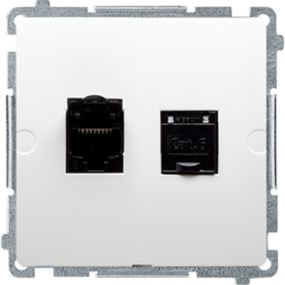 Изображение Kontakt-Simon Gniazdo komputerowe Simon Basic podwójne RJ45 kat. 6 z przeson biay (BM62E.01/11)