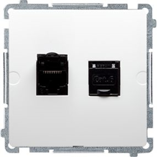Изображение Kontakt-Simon Gniazdo komputerowe Simon Basic podwójne RJ45 kat. 6 z przeson biay (BM62E.01/11)