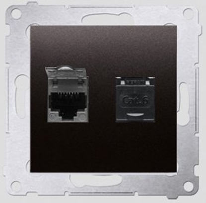 Picture of Kontakt-Simon Gniazdo komputerowe SIMON54 podwójne 2xRJ45 kat.6 z przeson antracyt - D62.01/48
