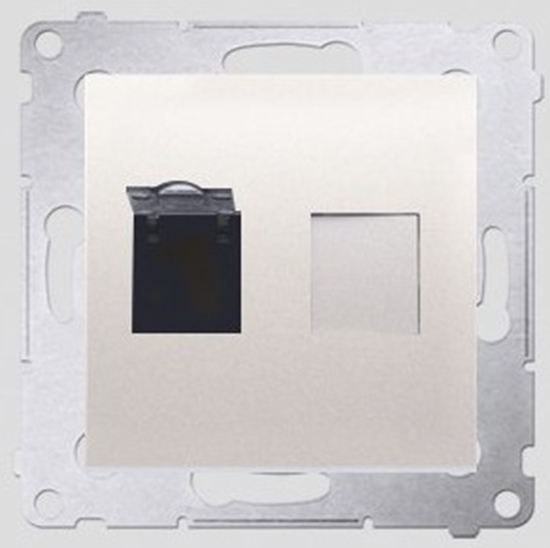 Picture of Kontakt-Simon Gniazdo komputerowe SIMON54 pojedyncze RJ45 kat.6 z przeson kremowe - D61.01/41