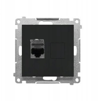 Attēls no Kontakt-Simon Gniazdo komputerowe single RJ45 kategoria 6, shielded with dust cover (modu) Matowy czarny T61E.01/149