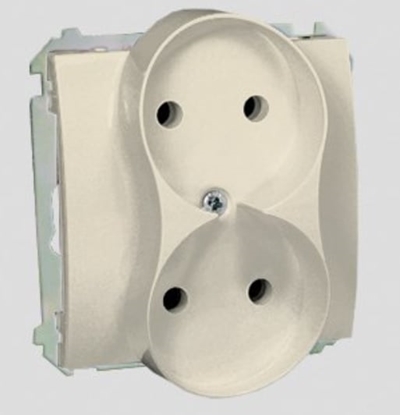 Attēls no Kontakt-Simon Gniazdo podwójne Basic Modu b/u 16A IP20 beowe - BMG2M.01/12