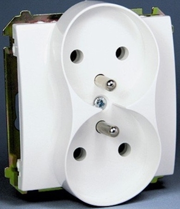 Attēls no Kontakt-Simon Gniazdo podwójne Basic Modu z/u 16A IP20 z przeson torów biae - BMGZ2MZ.01/11