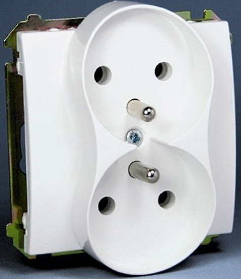 Picture of Kontakt-Simon Gniazdo podwójne Basic Modu z/u 16A IP20 z przeson torów biae - BMGZ2MZ.01/11