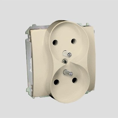 Attēls no Kontakt-Simon Gniazdo podwójne Basic Modu z/u i przeson 16A IP20 beowe - BMGZ2MZ.01/12