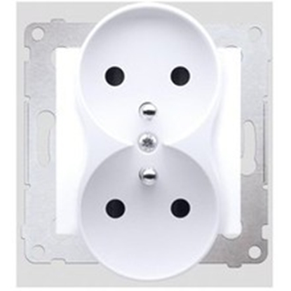 Picture of Kontakt-Simon Gniazdo podwójne z/u i przesonami 16A 230V biae - DGZ2MZN.01/11
