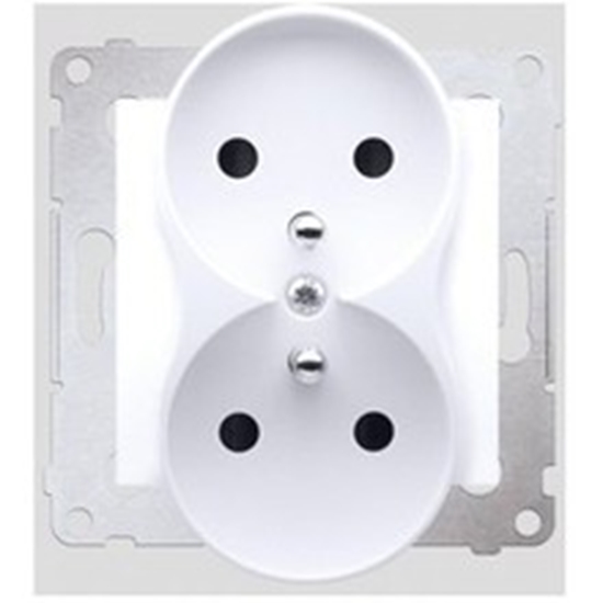 Picture of Kontakt-Simon Gniazdo podwójne z/u i przesonami 16A 230V biae - DGZ2MZN.01/11