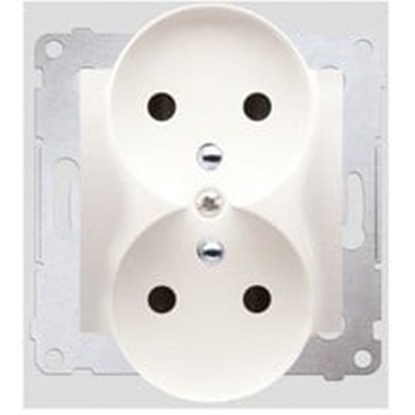 Изображение Kontakt-Simon Gniazdo podwójne z/u i przesonami 16A 230V kremowe - DGZ2MZN.01/41