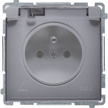 Attēls no Kontakt-Simon Gniazdo pojedyncze Basic z/u bryzgoszczelne IP44 16A 250V srebrny mat (BMGZ1B.01/43A)