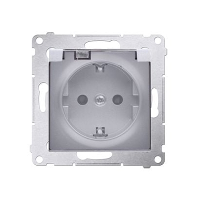 Изображение Kontakt-Simon Gniazdo pojedyncze Simon 54 SCHUKO 16A 250V IP44 z przesonami i klapk srebny mat (DGSZ1BZ.01/43A)
