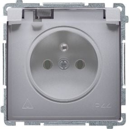 Изображение Kontakt-Simon Gniazdo pojedyncze Simon Basic hermetyczne IP44 klapka inox (BMGZ1B.01/21a)