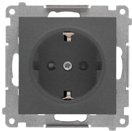 Изображение Kontakt-Simon Gniazdo Schuko z przesonami (modu) 16 A, 250 V~, szybkozcza Grafitowy mat TGSZ1CZ.01/116