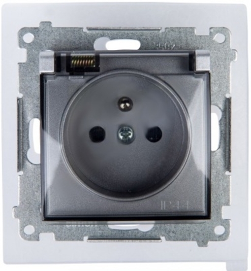 Picture of Kontakt-Simon Gniazdo SIMON54 hermetyczne 1-krotne z/u 16A IP44 srebny - DGZ1BZ.01/43A