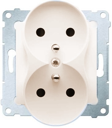 Attēls no Kontakt-Simon Gniazdo SIMON54 podwójne z/u 16A IP20 z przeson kremowe - DGZ2MZ.01/41