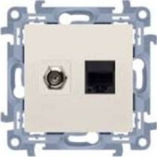 Picture of Kontakt-Simon Simon 10 Gniazdo antenowe + komputerowe typu F + RJ45 kat.5e krem CASFRJ455.01/41