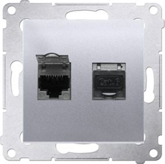 Picture of Kontakt-Simon Simon 54 Gniazdo komputerowe podwójne 2xRJ45 kat.6 ekranowane z przeson srebrny mat D62E.01/43 WMDK-0640xx-043 - WMDK-0640xx-043