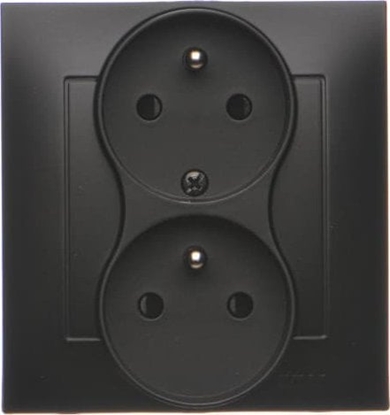Изображение Kontakt-Simon Simon 54 Gniazdo z uziem. podw. z funkcj niezmiennoci faz z przes. 16A 250V zac. rub. nie do ramek czarny mat DGZ2TZ/49