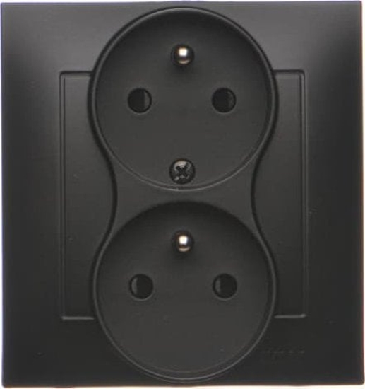 Изображение Kontakt-Simon Simon 54 Gniazdo z uziem. podw. z funkcj niezmiennoci faz z przes. 16A 250V zac. rub. nie do ramek czarny mat DGZ2TZ/49