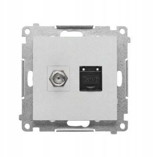 Изображение Kontakt-Simon Simon 55 Gniazdo antenowe typu F + RJ45 kat.6 (modu) Aluminium mat TASFRJ45.01/143