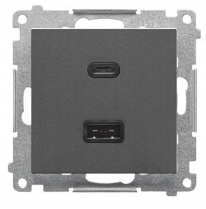Изображение Kontakt-Simon Simon adowarka USB C+A (modu), 30 W, 230V grafitowy mat TEC2CAQ.01/116
