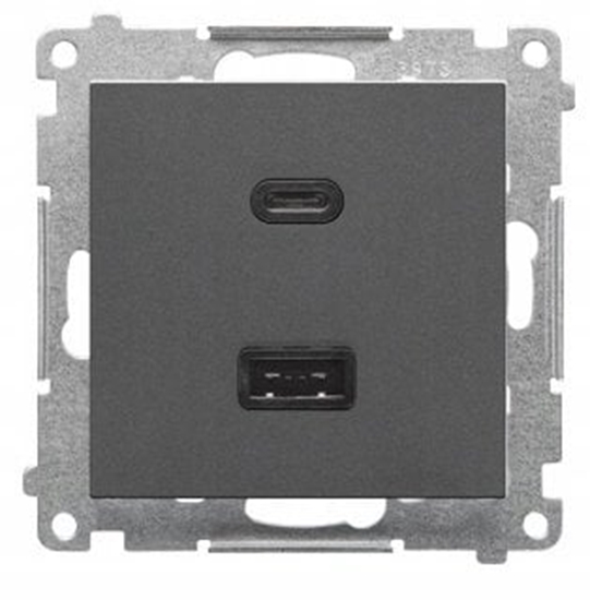 Изображение Kontakt-Simon Simon adowarka USB C+A (modu), 30 W, 230V grafitowy mat TEC2CAQ.01/116