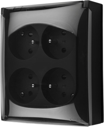 Picture of Kontakt-Simon Simon Aquaclick Gniazdo IP44, 4-krotne z uziem., klapka transparentna czarny ACGZ4/49A