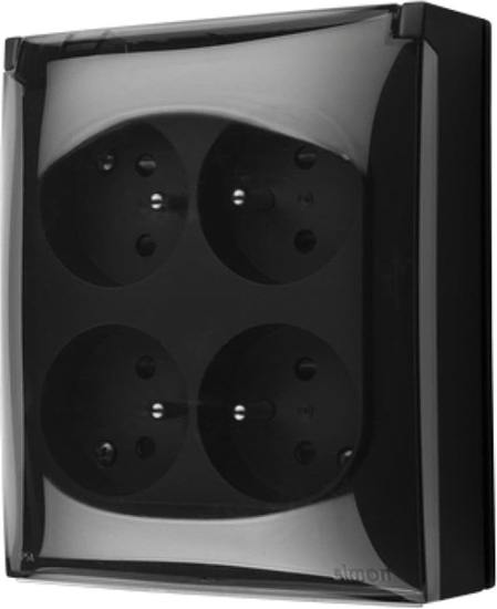 Picture of Kontakt-Simon Simon Aquaclick Gniazdo IP44, 4-krotne z uziem., klapka transparentna czarny ACGZ4/49A