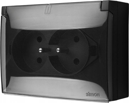 Picture of Kontakt-Simon Simon Aquaclick Gniazdo IP44, podwójne kompaktowe z uziem., klapka transparentna czarny ACGZ2/49A