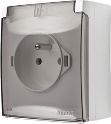 Picture of Kontakt-Simon Simon Aquaclick Gniazdo IP44, pojedyncze z uziem., szybkozcza, klapka transparentna biay ACGZ1C/11A