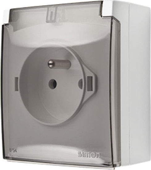 Picture of Kontakt-Simon Simon Aquaclick Gniazdo IP44, pojedyncze z uziem., szybkozcza, klapka transparentna biay ACGZ1C/11A