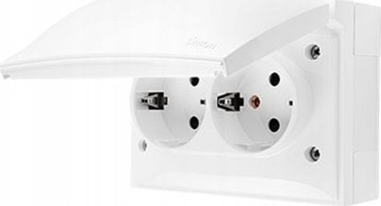 Изображение Kontakt-Simon Simon Aquaclick Gniazdo IP44, Schuko, podwójne kompaktowe, klapka w kolorze biay ACGSZ2/11