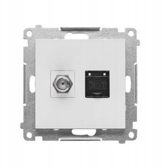 Picture of Kontakt-Simon Simon Gniazdo antenowe typu F + RJ45 kat.6 (modu) Jasnoszary mat TASFRJ45.01/114